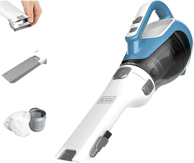 BLACK+DECKER dustbuster AdvancedClean Handheld Vacuum Cordless, Compact Home and Car Vacuum with Crevice Tool ,Rotating Nozzle and Charging Station, Large Dust Bowl (CHV1410L)