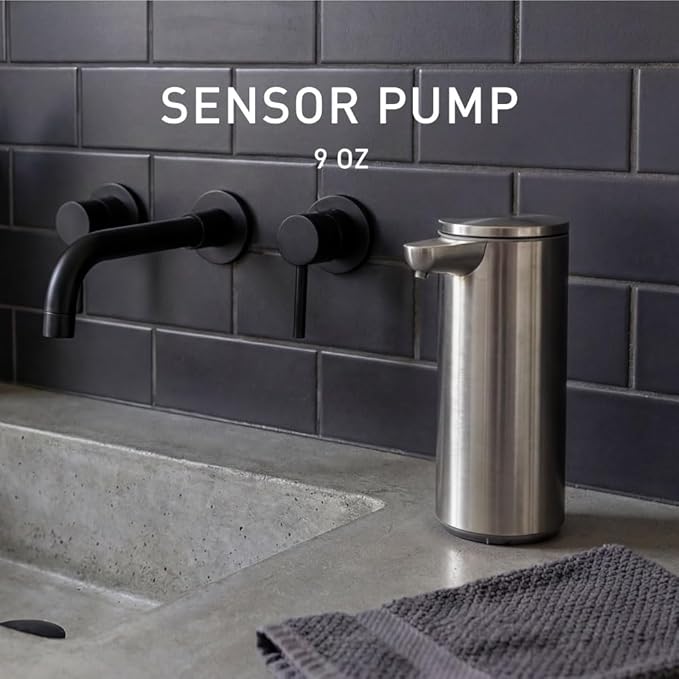 simplehuman 9 oz. Touch-Free Automatic Rechargeable Sensor Pump, Brushed Stainless Steel, New