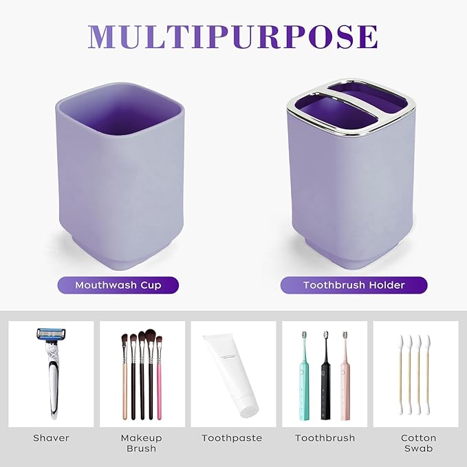 4Pack Bathroom Accessories Set, Bohemian Bathroom Sink Set, Contain Soap Dispenser, Toothbrush Holder, Soap Dish & Mouthwash Cup,Square soap and Toothbrush Holder Set