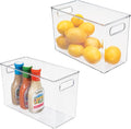 mDesign Plastic Modern Kitchen, Pantry Food Storage Container Bin w/ Handles - Cabinet, Fridge/Freezer, Countertop Organizer - Snacks/Drink/Appliances; Ligne Collection, Clear, 12x6x7.75 (Pack of 2)