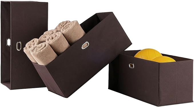Winsome Torino 3 Piece Folding Fabric Baskets Chocolate (38323)