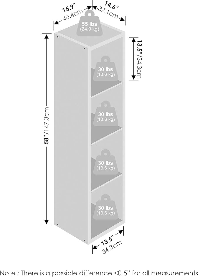 Furinno Cubic Closet Organizers and Storage, 4-Cube Closet Organizer, Vertical Open Shelf Closet Storage, Extra Thick Frame for Wardrobe, Bedroom, Living Room, White