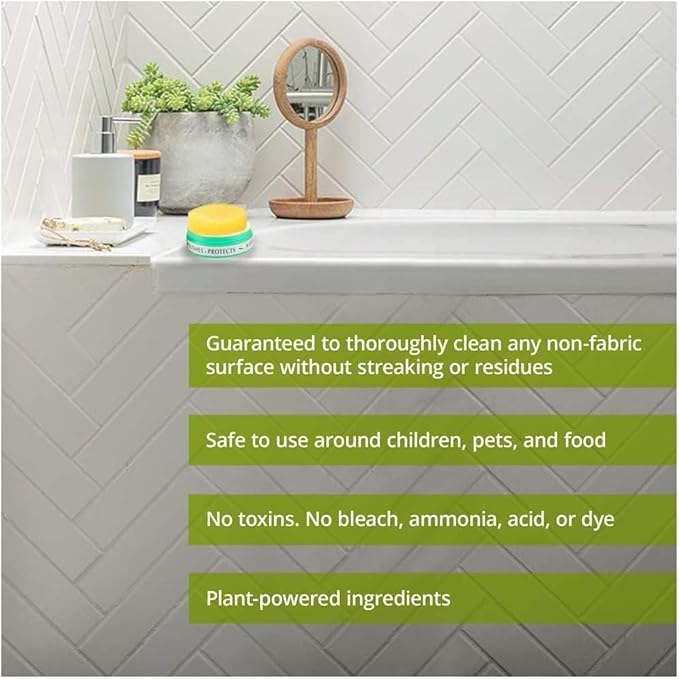 All Natural Multipurpose Cleaner for Bathroom, Floor, Kitchen and More | 300g Citrus Natural Clay Tub + Sponge (2-Pack) Includes Bonus Diamond Towel Cleaning Supplies Kit