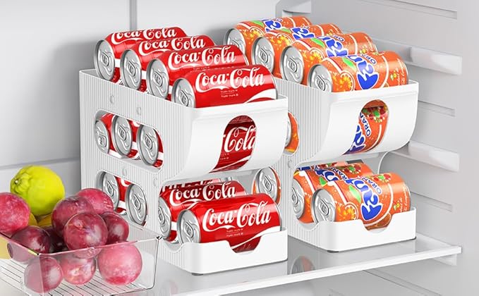Soda Can Organizer for Pantry/Fridge, Automatic Rolling Pop Can Dispenser/Storage/Holder/Container for Refrigerator, Saving Space Drink Organizer for Fridge, 1 Pack Holds 12 Standard Cans