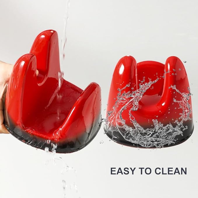 Nihow Pot Lid Holder: Stable Ceramic Pan Lid Holder for Kitchen Counter Decor/Countertop/Stove Top- Heat Resistant & Dishwasher Safe - Elegant Black & Red(1PC)