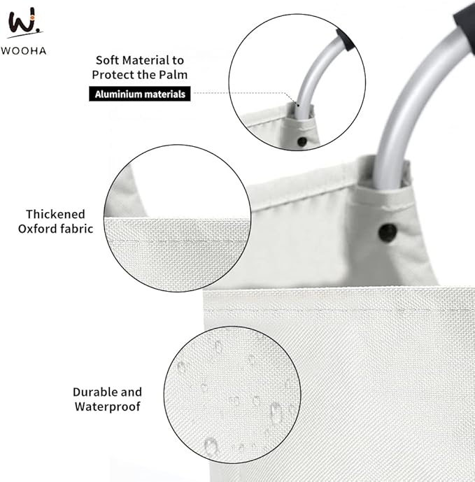 WOOHA 125L Large laundrybasket,Collapsible laundry hamper, Tall Clothes Baskets Folding Washing Bin Foldable Fabric Hamper Bags for Bedroom, Closet,Bathroom,College,laundry bag,beige