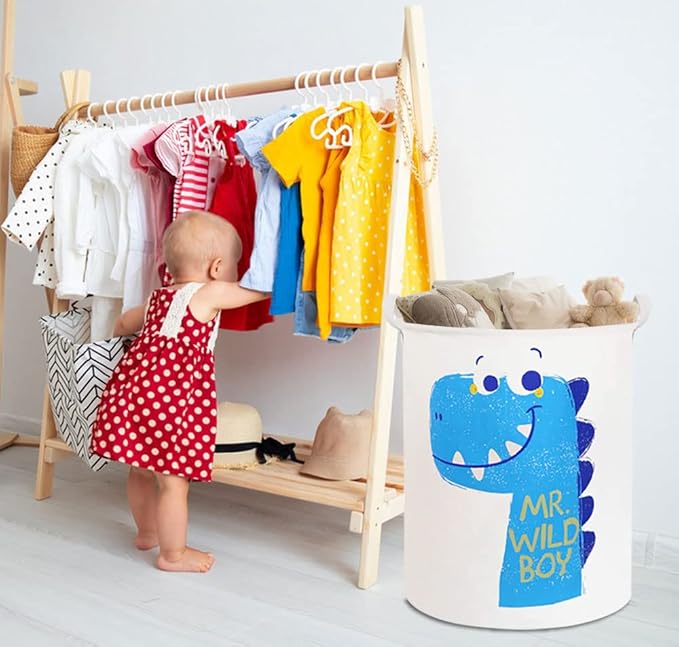 19.7" Dinosaur Laundry Basket,Kids Toys Storage Bin for Bedroom,Waterproof Baby Clothes Hamper with Handles,Collapsible Nursery Hamper,Gift Baskets(Dinosaur)