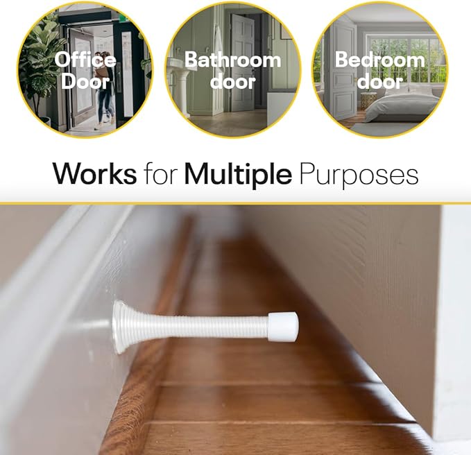 Door Stoppers for Wall – Spring Door Stopper – Door Stoppers – 3-1/4" – Door Stop – Pack of 4 – Door Stoppers for Bottom of Door – Doorstop – Door Spring – Door Stops for Wall – Home, Offices, Schools
