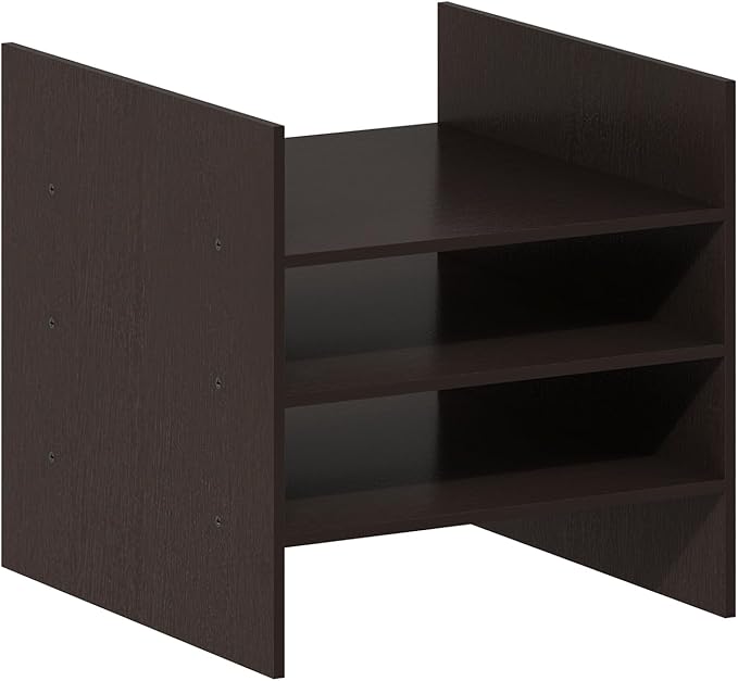 Furinno Cubicle Cube Insert, 3-Shelf Cube Organizer, Fits into Furinno Extra Thick Cubes, for Organizers and Storage, Black Dark Oak (Does not fit IKEA Kallax Shelving)
