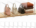 Shelf Dividers Purse Organizer for Closet: 8-Pack Acrylic Bag Storage Organizer for Handbags, Clutches, Clothes, Sweater, Towel on Wood Shelves