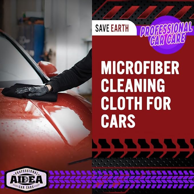 AIDEA Microfiber Cleaning Cloth Black 50PK, Microfiber Towels for Cars, Premium Car Cloths, Dusting Cloth Lint Free Cleaning Rags for SUVs, House, Kitchen, Window, Workshops,12×12"