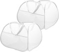 2 Pack Collapsible Laundry Baskets, 90L Large Foldable Laundry Basket, Durable Mesh Pop Up Hampers for Laundry, Dirty Clothes Laundry Hamper for Bedroom, Bathroom, Dorm, Laundry Room, Travel White