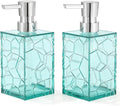 2 Pack Clear Teal Blue Rust Proof Soap Dispenser, Acrylic Plastic Hand Soap Lotion Dispenser Set for Bathroom&Kitchen