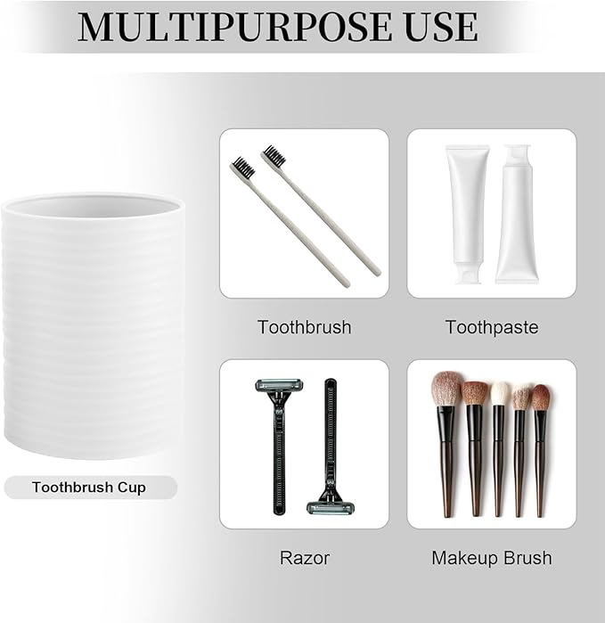 2 Piece Bathroom Accessory Set, Bathroom Accessories Set Include Soap Dispenser and Toothbrush Holder for Modern Bathroom Decor