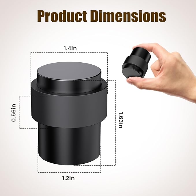 30 Pack Black Door Stoppers for Floor Mounting， Door Stopper Heavy Duty，304 Stainless Steel Cylindrical Made with Rubber Bumper，Floor Mount Door Holder Keep Door Open