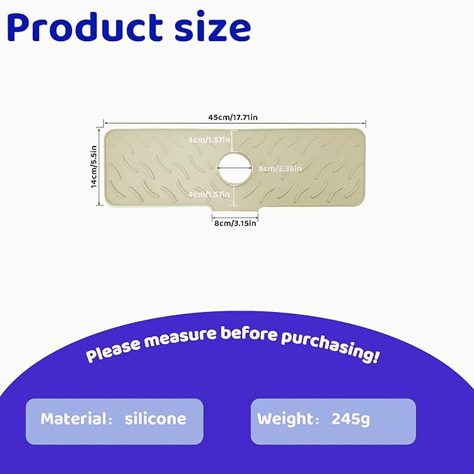 Silicone Faucet Splash-Proof pad, Multifunctional Water-Saving Splash-Proof Cushion, Universal Faucet Cover, Suitable for Kitchen and Bathroom Sink Faucet (White, 17.7 * 5.5)
