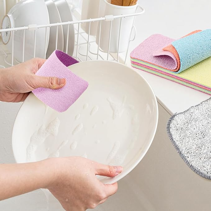4 Pack 12-Layer Peelable Microfiber Sponges – Ultra Absorbent Reusable Cleaning Pads for Kitchen & Household Cleaning