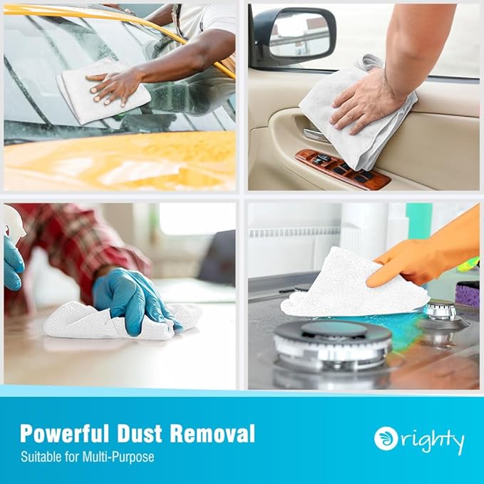 Orighty White Microfiber Cleaning Cloth, Microfiber Towels for Cars, Highly Absorbent Car Cleaning Supplies, Lint Free Cloths Clean Rags for Car Care, House, Kitchen, 12x11 inch, Pack of 24