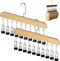 Closet Organizer with 10 Clips - Space Saving Hanging Closet Organizer, Multi-Purpose Storage Hanger for Pants, Leggings, Jeans, Sock, Shorts with Sturdy Steel Non-Slip Clips (2Pcs-B)