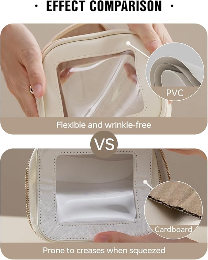 EACHY Clear Makeup Bag Cosmetic Organizer, Waterproof Travel Cosmetic Case with Zipper for Women, Transparent Toiletry and Skincare Pouch, Portable Car or Purse Bag for Travel Essentials