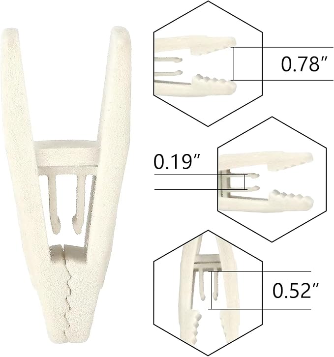 Tinfol Ivory Velvet Hanger Clips, 24 Pack Pants Velvet Clips, Large Opening Clip Clothes Pin, Strong Finger Flocked Clip Perfect for Slim-line Clothes Hangers