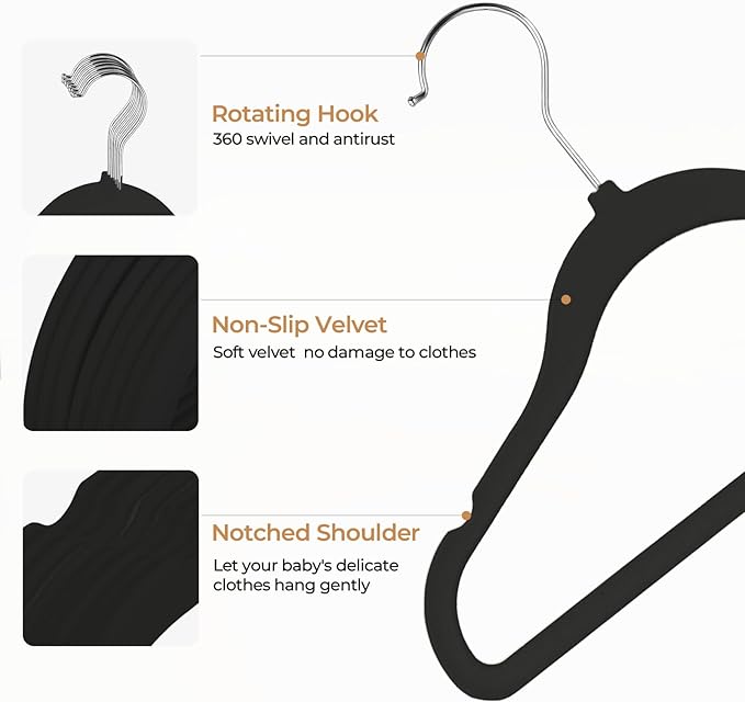 GoodtoU Kids Hangers Velvet 50 Pack 14" - Kids Felt Hangers Non Slip Toddler Hanger Childrens Hanger for Kid
