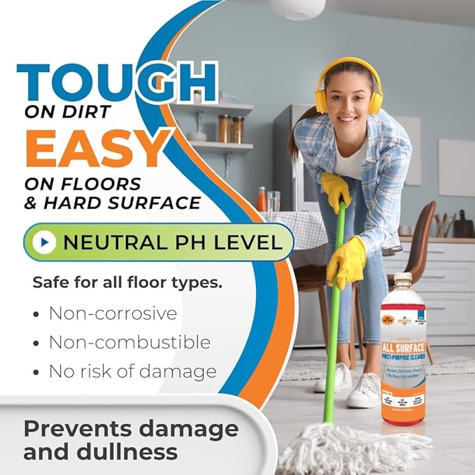 All-Surface Daily Cleaner – Streak-Free Multi-Surface for Tile, Stone, Countertops, Stainless Steel & More, PH-Neutral, Residue-Free