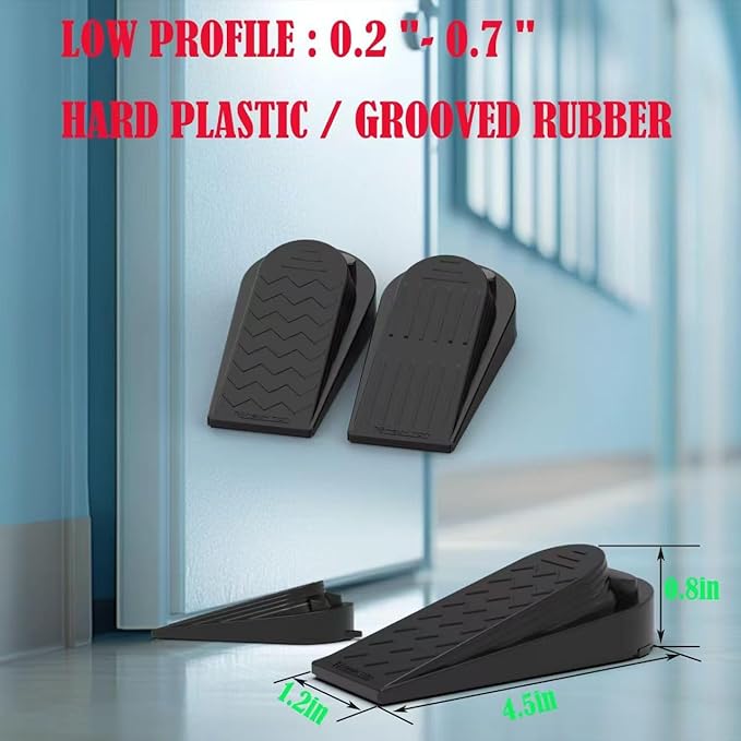 Heavy Duty Door Stopper, 4-Pack Spring Door Stoppers with Rubber Doorstop & Strong Grip, Adjustable Door Stop for Heavy Doors, Non-Slip Metal Wedges for Home/Office (2 Large + 2 Small)