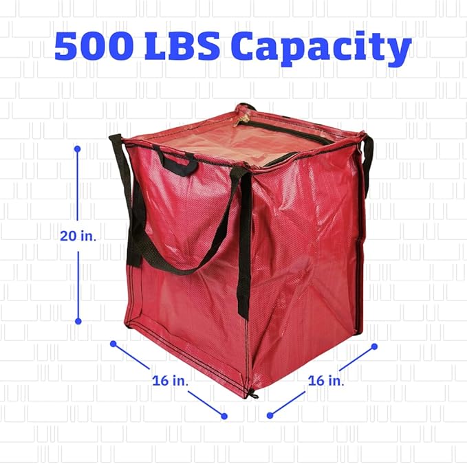 DURASACK Heavy Duty Storage Tote Bag with Zipper Top 22-Gallon Rugged Woven Polypropylene Moving Bag, Reusable Self-Standing Design, Holds up to 500 Pounds, Pack of 4, Red