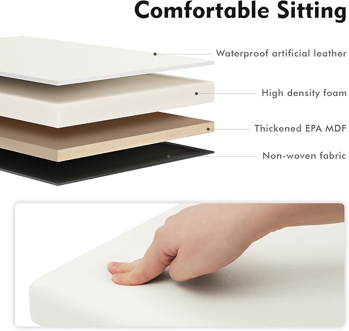 B FSOBEIIALEO Folding Storage Ottoman Cube Faux Leather Ottomans for Living Room, Bedroom, Home Office, Dorm Storage Footrest White 11.8"x11.8"x11.8"