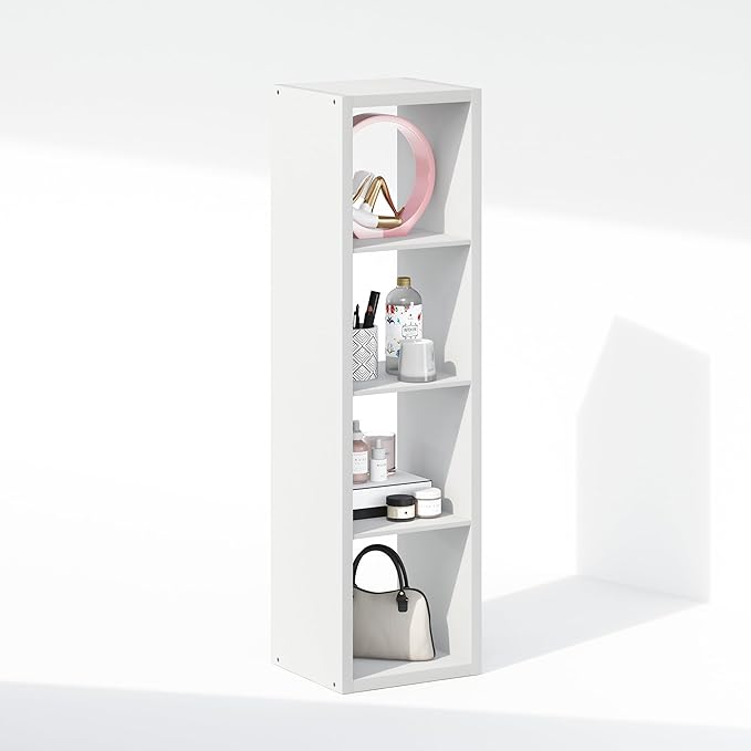 Furinno Cubic Closet Organizers and Storage, 4-Cube Closet Organizer, Vertical Open Shelf Closet Storage, Extra Thick Frame for Wardrobe, Bedroom, Living Room, White