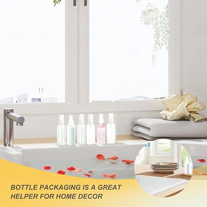 Spray Bottles 6 pcs, Refillable Cosmetic Spray Bottles, Small Refillable Liquid Containers, 2oz/50ml Clear Empty Fine Mist Plastic Mini Travel Bottle
