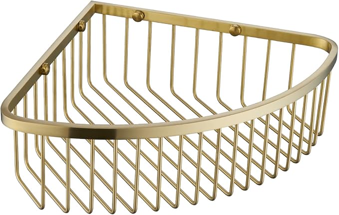 GORDEE Bathroom Shower Caddy Corner Shelf Basket, Ultra Sturdy Rust-Proof Stainless Steel Shelf Organizer Shampoo Holder, Wall Mounted Storage Rack for Bathroom Kitchen, Brushed Gold
