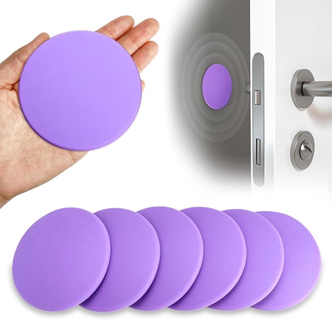 3.15" Large Wall Door Handle Stopper, 8PCS Light Purple Self Adhesive Wall Protector Rubber Door Bumpers, Solution for Stopping Damage from Doors Knobs, Shock Absorbent and Noise Reduction