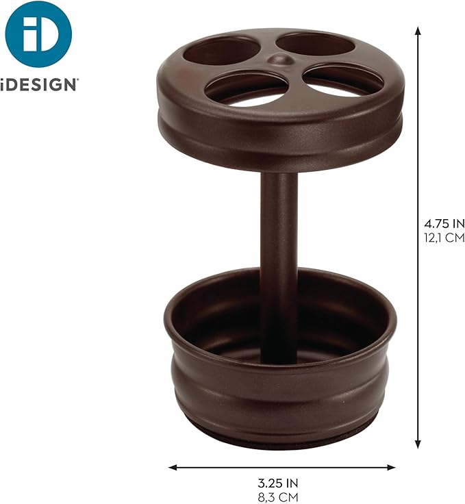 iDesign Metal Toothbrush Holder - Bathroom Cup for Bathroom Organization, The Olivia Collection - 3.25" x 3.25" x 5", Bronze