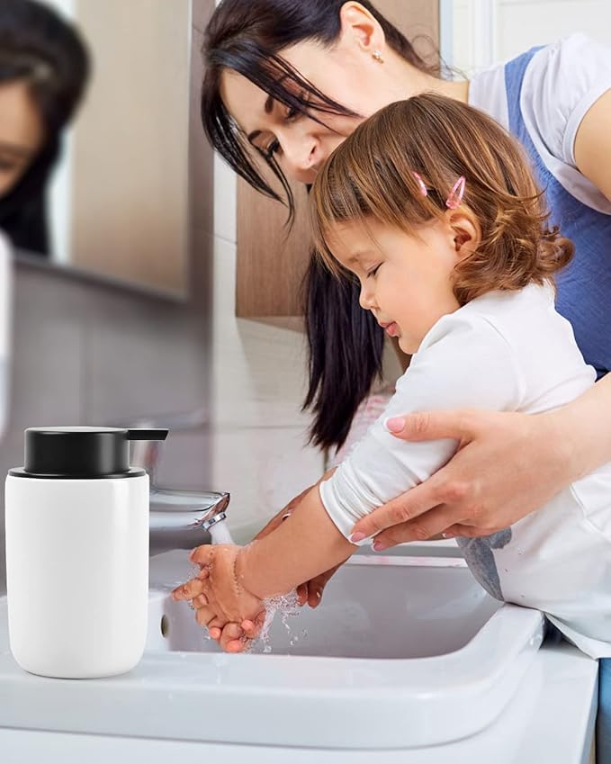 BosilunLlife Lotion Pump Dispenser - Bathroom Soap Dispenser White Kitchen Dish Soap Ceramic Small Liquid Soap Dispenser for Bathroom Lotion Hand Pump Dispenser