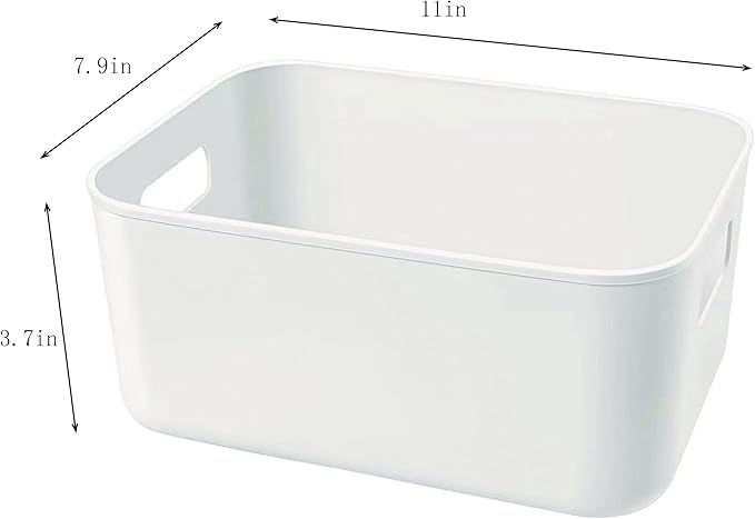 Amyup Set Of 3 Plastic Storage Bins,Versatile Kitchen Pantry Organization and Storage,for Plastic Storage Container Under Bed,Under Sink Bathroom Organizer (White, 3 Pack Small