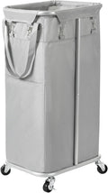 WOWLIVE 100L Rolling Laundry Hamper with Wheels Large Laundry Basket Organizer Laundry Cart with Steel Frame and Removable Bag Foldable Tall Dirty Clothes Hamper Dorm Room Storage for Bedroom (Grey)