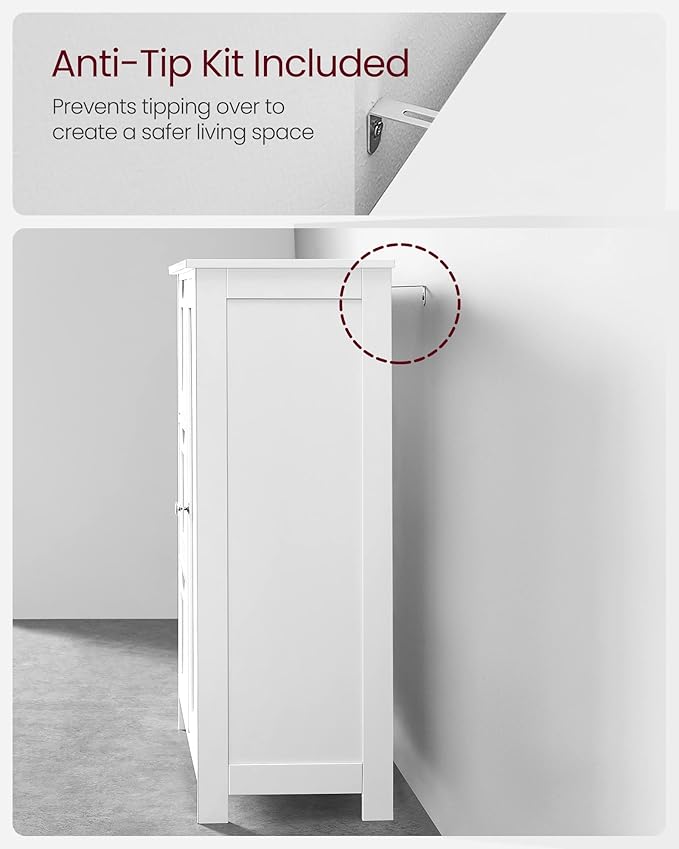 VASAGLE Floor Storage Cabinet, Freestanding Storage Unit with 3 Drawers, 1 Adjustable Shelf, for Bathroom Living Room Dining Kitchen, 11.8 x 23.6 x 31.5 Inches, Cloud White UBBC049WH01S