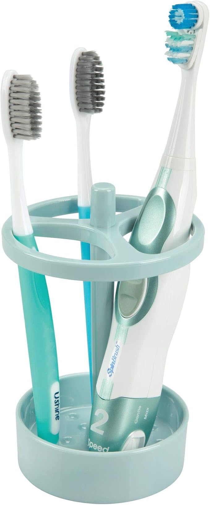 iDesign Franklin BPA-Free Plastic XL Toothbrush Stand, 3.75" x 3.75" x 5.75", Aqua