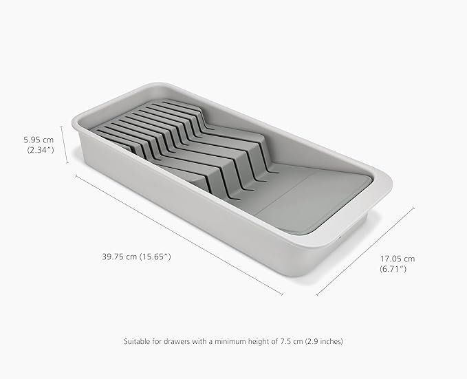 Joseph Joseph DrawerStore 2-Tier Knife Kitchen Drawer Organizer, Holds up to 11 Knives, Disassembles for Easy Cleaning, Recycled Plastic