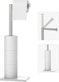 Freestanding Toilet Paper Holder Stand Brushed Nickel SUS 304 Stainless Steel Rustproof 22" Rotating Bathroom Tissue Roll Holder for 4 Rolls with Marble Base by HOMEMYSTIQUE