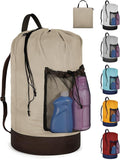 Laundry Bag with Shoulder Straps and Mesh Pocket Laundry Backpack Large Portable Laundry Hamper for College Laundromat Apartment