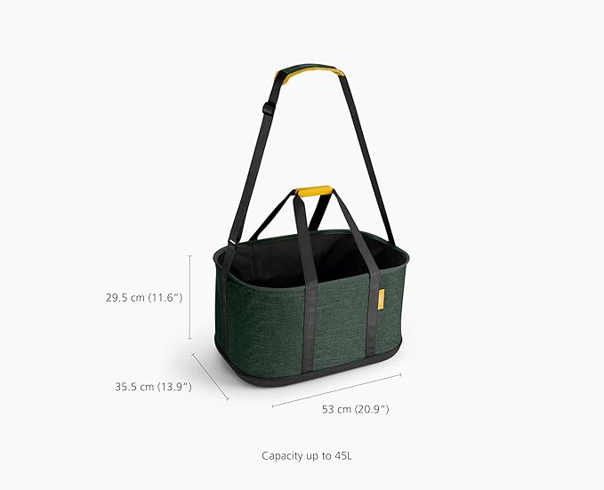 Joseph Joseph Hold-All Collapsible 45L/11.89 Gallon Outdoor Washing Laundry Basket with Shoulder Strap, Durable Fabric, Waterproof Base (Dark Green)