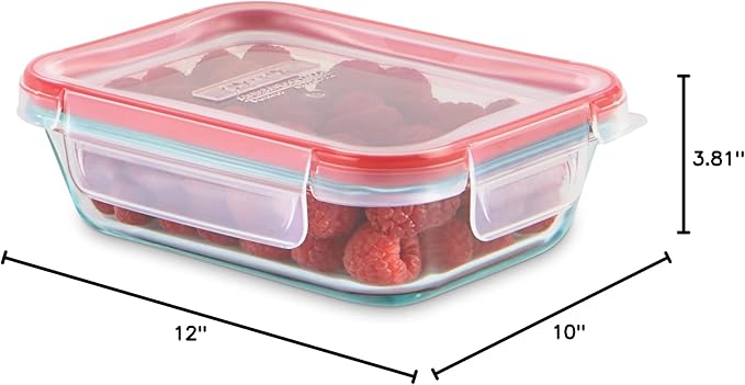 Pyrex Freshlock Glass Food Storage Container, Airtight & Leakproof Plastic Locking Lids, Freezer Dishwasher Microwave Safe, 2 Cup