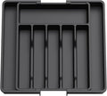 silverware drawer organizer, expandable silverware storage, utensil organizer, durable plastic cutlery storage box for forks, spoons, and knives - kitchen essentials for new home (black)