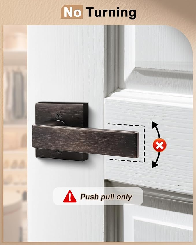 Probrico Decorative Inactive Dummy Lever [Exposed Screws] Oil Rubbed Bronze Square Door Handles for Interior Hall Closets or Pantry Doors-Heavy Duty,10 Pack