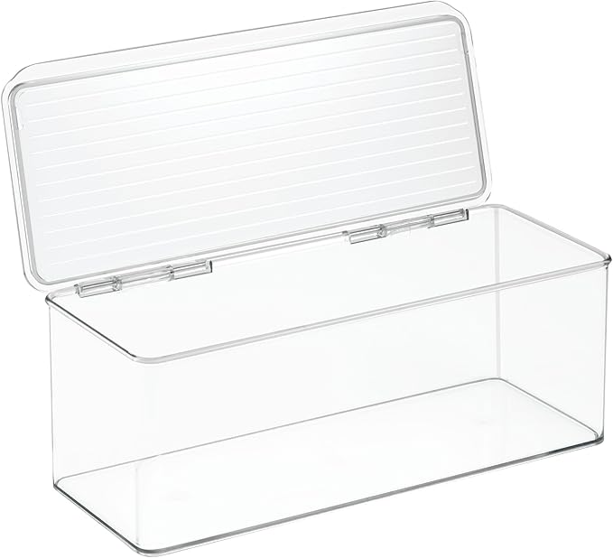 iDesign Recycled Plastic Stackable Pantry Storage Bin with Lid – Clear