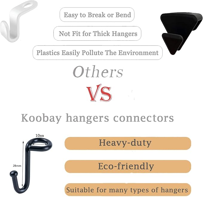 Clothes Hanger Connector Hooks, Heavy Duty Extender Clips Organizer Mini Space Saving Clothes Hanger Extender Cascading Connection Hooks for Wooden Velvet Metal Plastic Hangers (Black) 36PCS