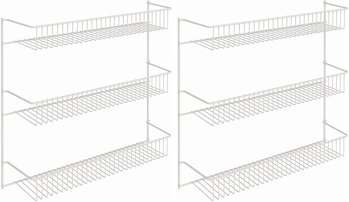 ClosetMaid 3-Tier Hanging Wall Mounted Metal Rack for Spices, Shelf Storage, Pantry Organization, Laundry, Kitchen, Bathroom, White, 8022 (Pack of 2)